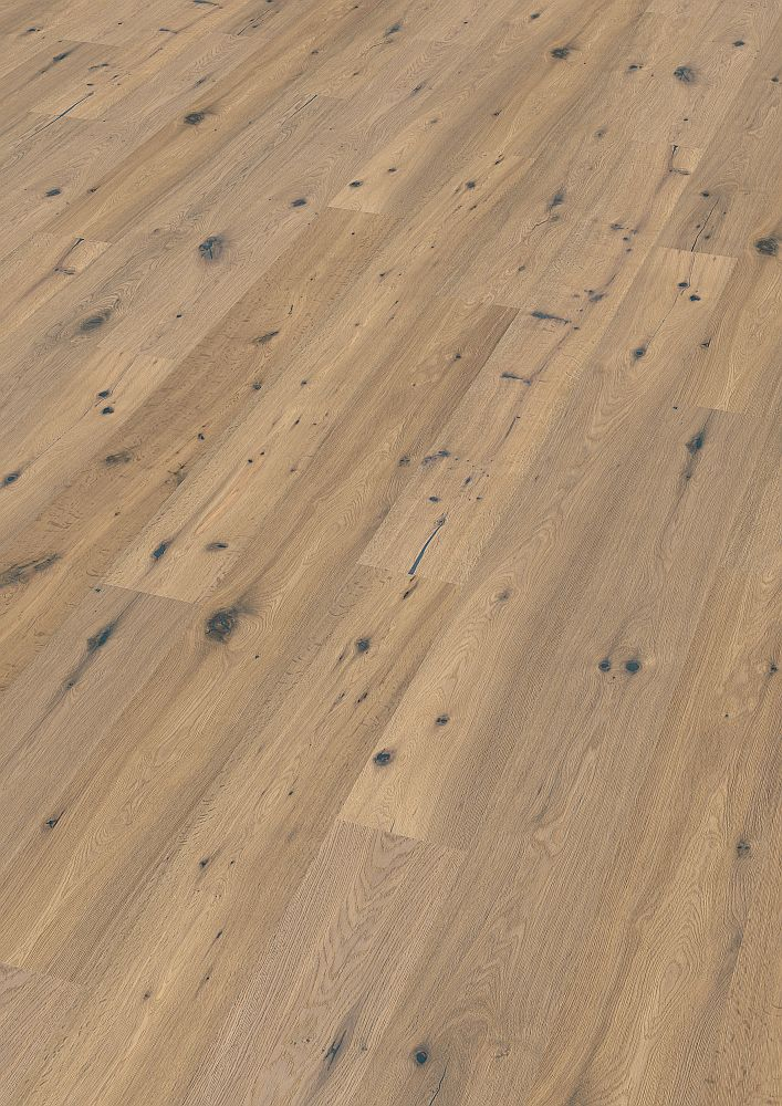 CaronaFloors 3S-Parkett LHD Eiche San Lucido gebürstet, geräuchert, weiß geölt