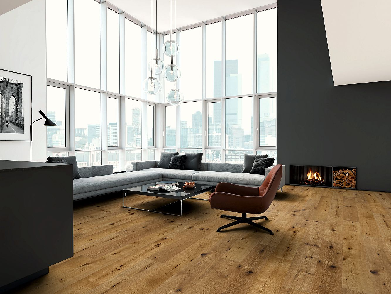 CaronaFloors 3S-Parkett LHD Eiche San Vito gebürstet, geräuchert, geölt