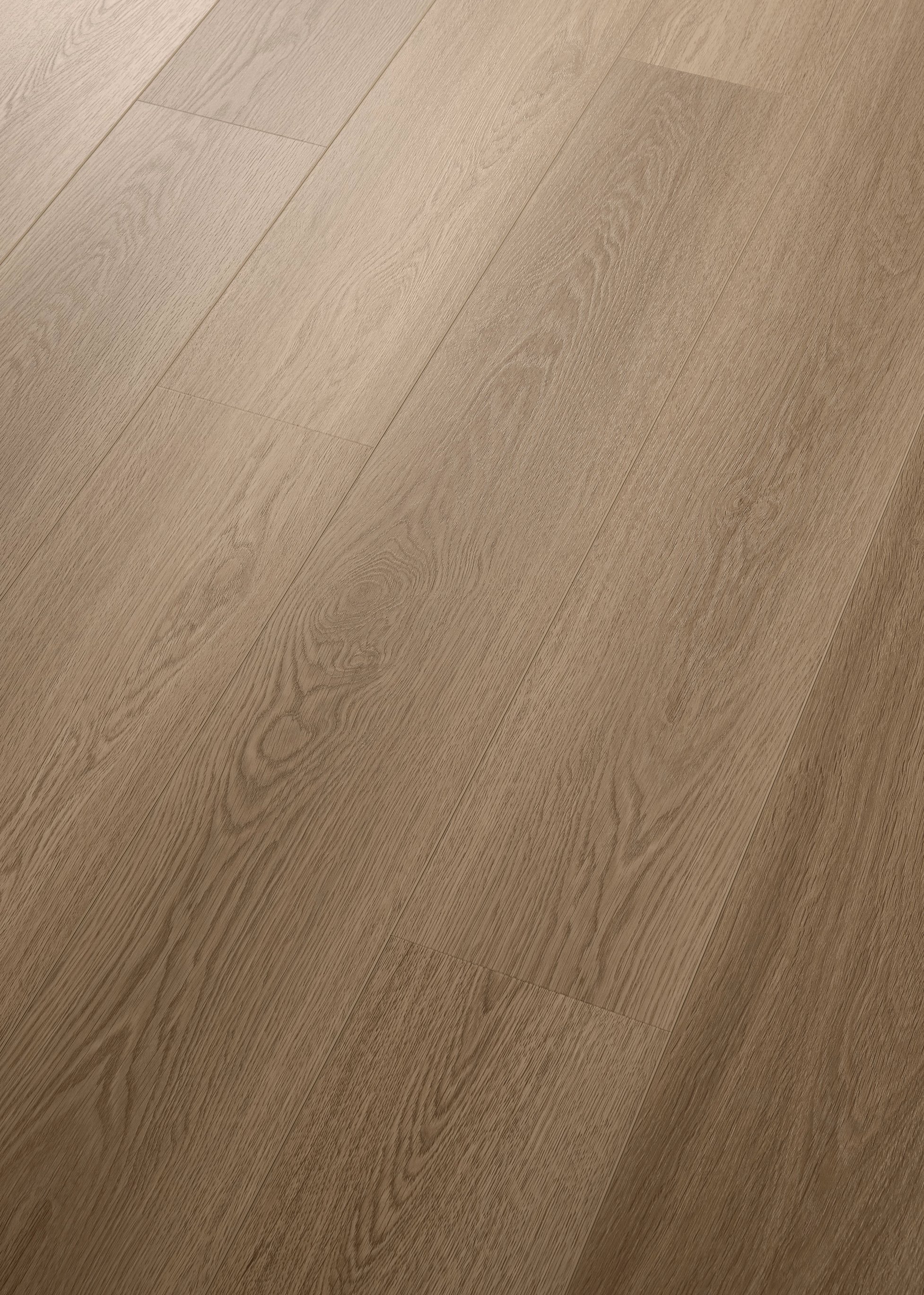 Nahaufnahme eines hochwertigen Eichenholz-Laminatbodens mit klarer Holzmaserung