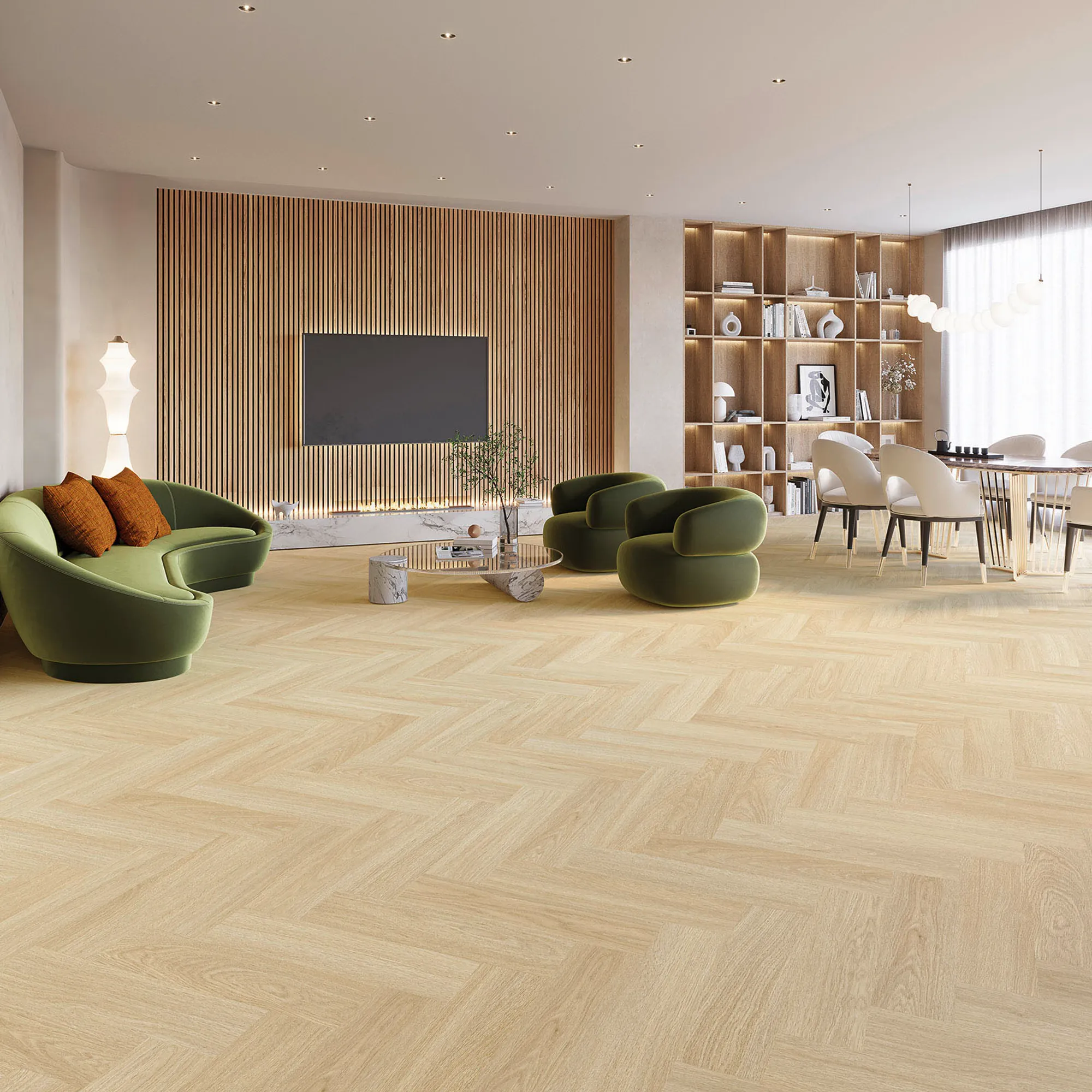 DESIGN 555 Wooden Evolut Herringbone (Fischgrät) Click - 101 Almond Oak EIR