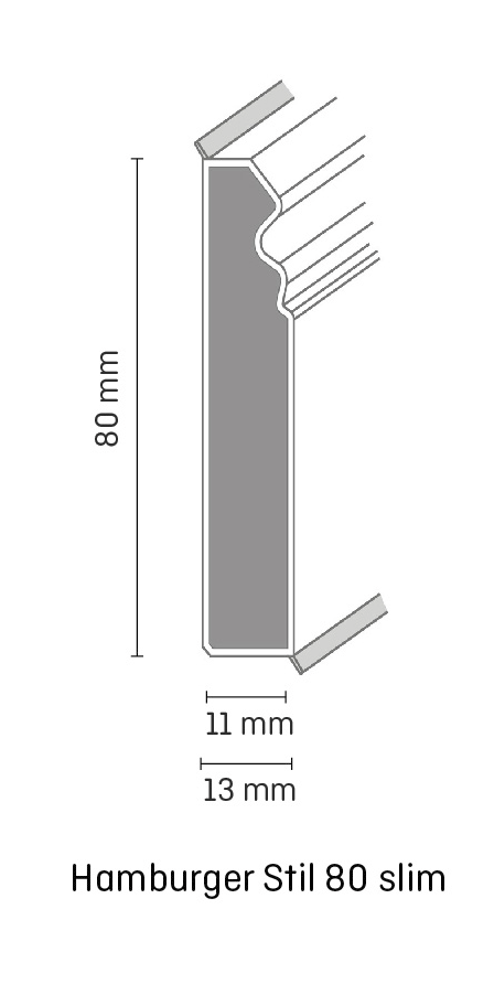 Döllken Kernsockelleiste Hamburger Stil 80 slim - Verkehrsweiß 1408