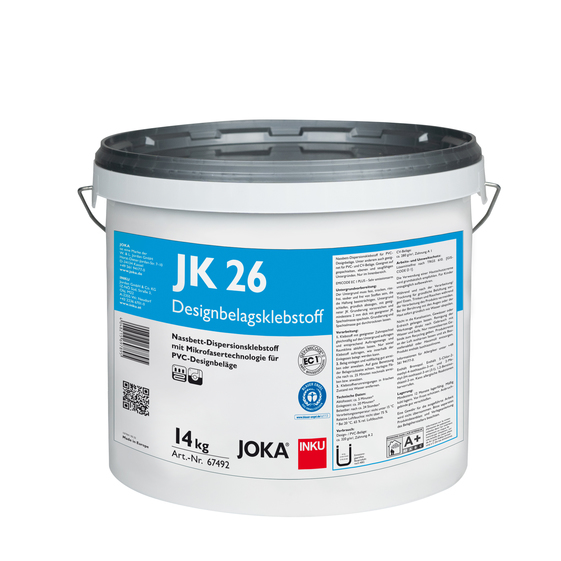 JOKA® JK 26 – Designbelagsklebstoff | Nassbett-Dispersionsklebstoff mit Mikrofasertechnologie für PVC-Designbeläge