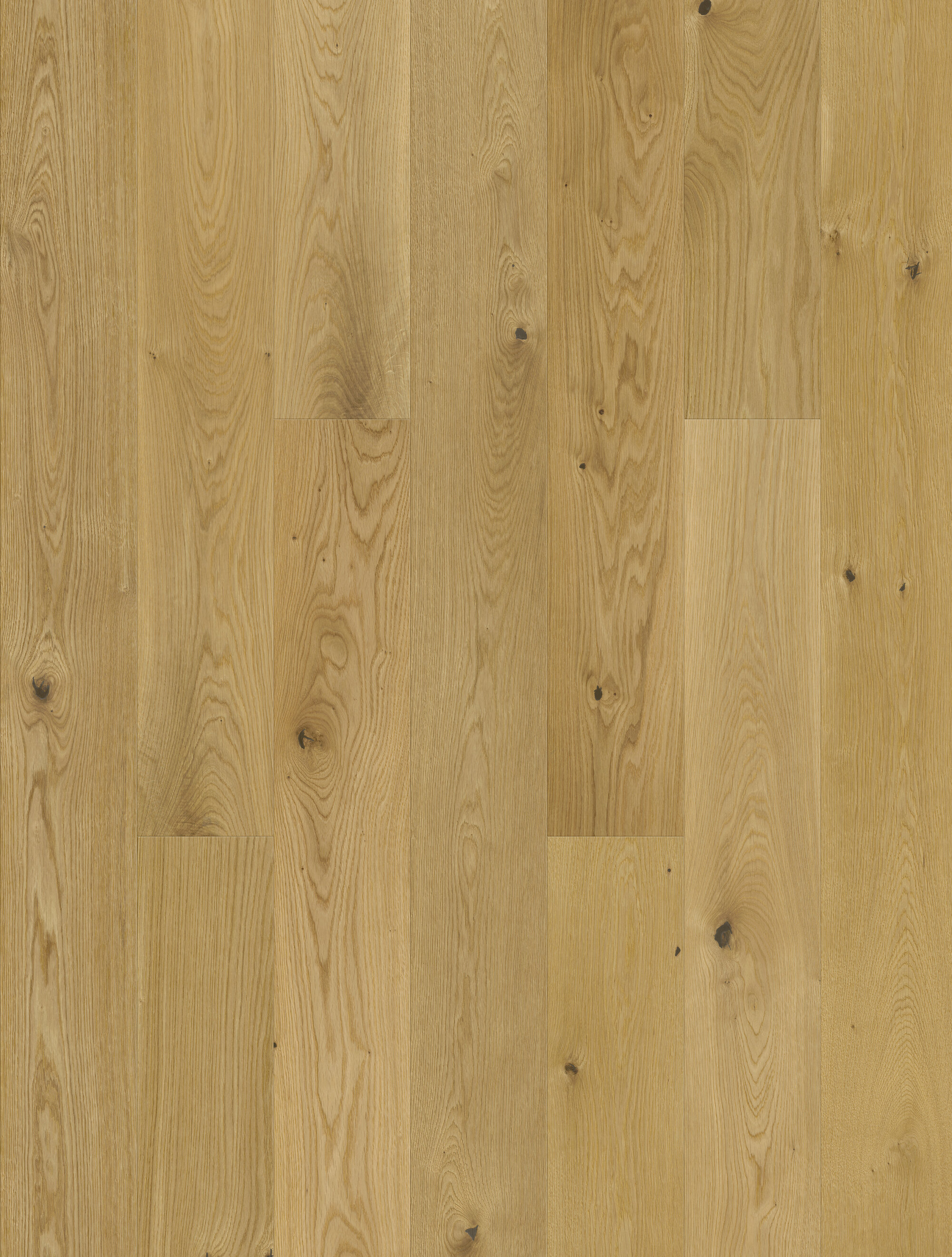 Nahaufnahme von naturfarbenem Eichenholzboden mit einzigartiger Maserung