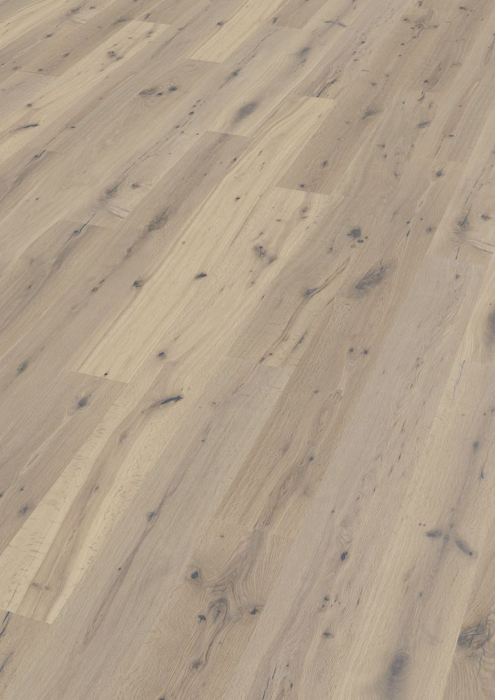 CaronaFloors 3S-Parkett LHD Eiche Malito gebürstet weiß geölt