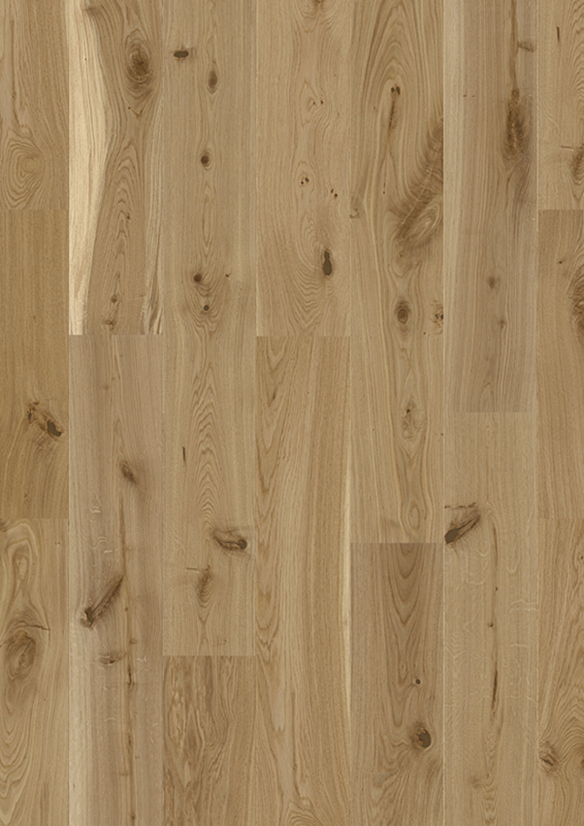 Nahaufnahme eines Eichenholzbodens mit feiner Holzmaserung und Aststrukturen
