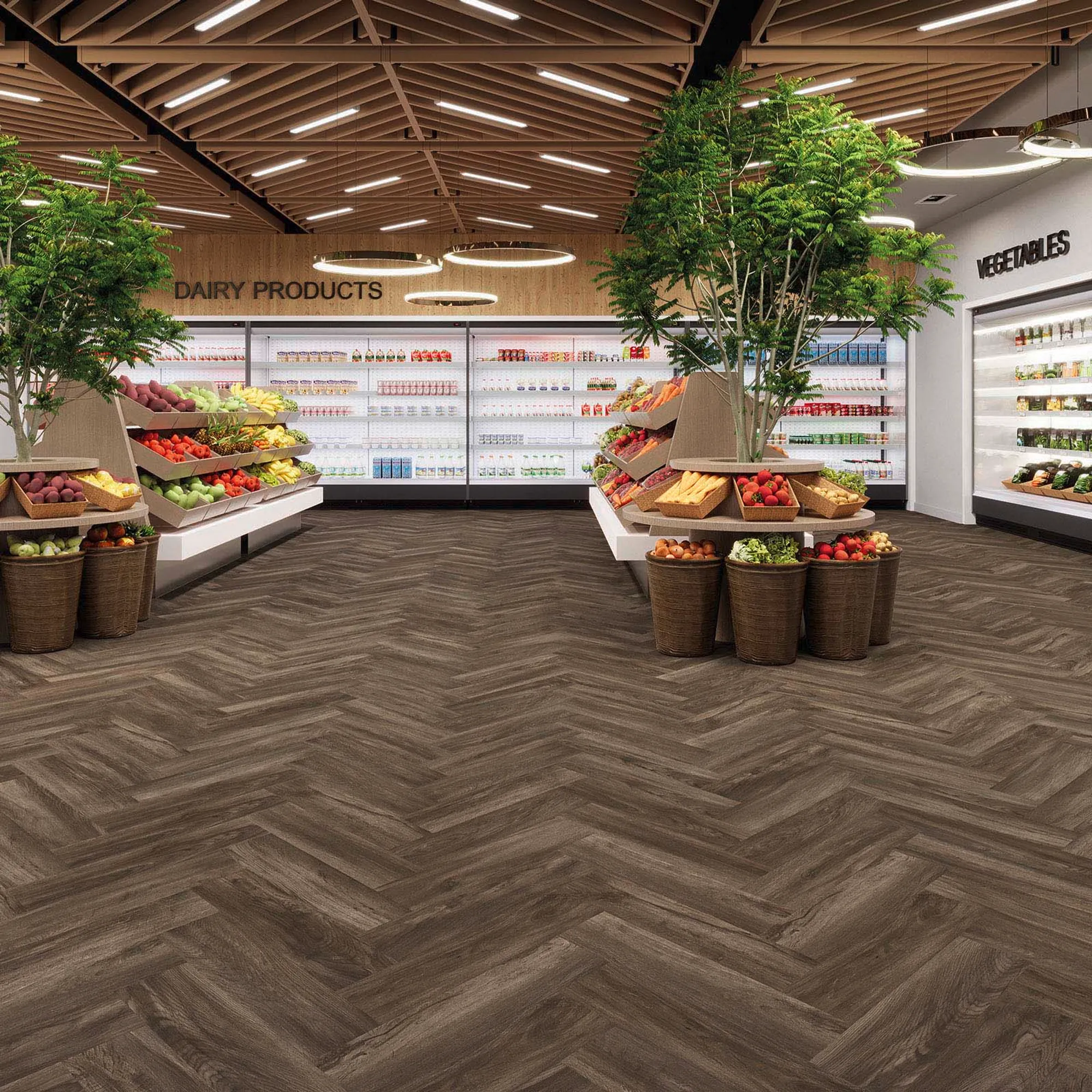 DESIGN 555 Wooden Evolut Herringbone (Fischgrät) Click - 106 Mud Oak EIR